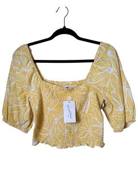 NWT Universal Thread Small Yellow Sunflower Smocked Crop Top